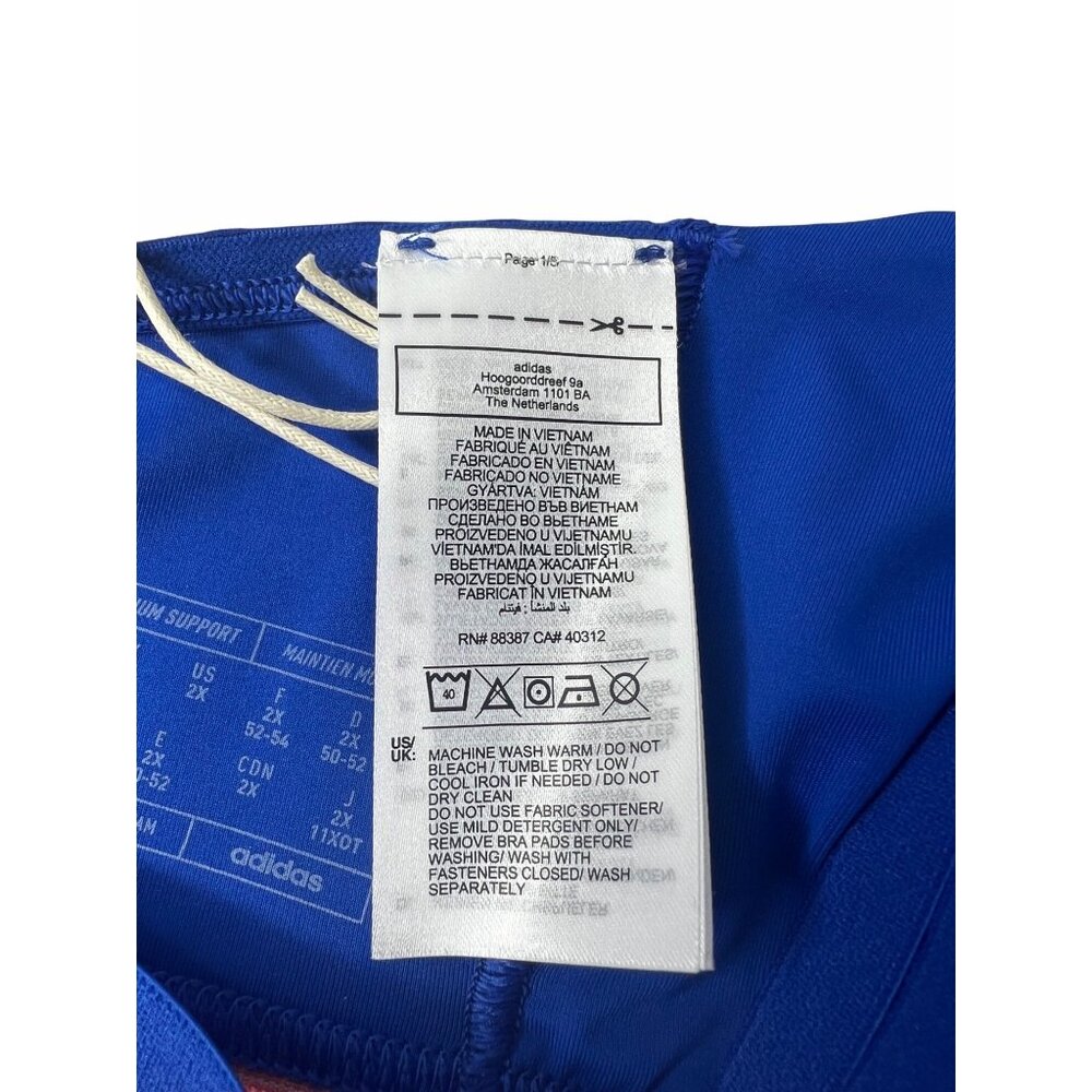 Adidas X Farm Rio Medium-Support Blue Bra Plus Size Adjustable Straps 2X - Picture 9 of 10
